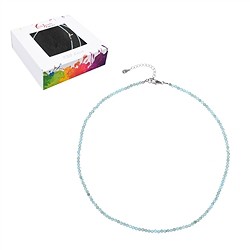 0619612213 Larimar necklace, faceted beads (3mm), rhodiniert, extension chain | Marco Schreier