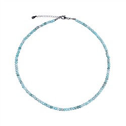 0619612233 Chaîne Larimar, Boutons (3 x 4,5mm) facettés, rhodiés, Chaîne d'extension | Marco Schreier