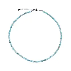 0619612233 Collana Larimar, bottone (3 x 4,5 mm) sfaccettato, rodiato, catena di estensione | Marco Schreier