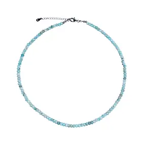 Collar de larimar, botón (3 x 4,5 mm) facetado, rodinado | Marco Schreier