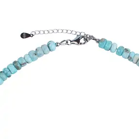 Larimar necklace, button (3-4 x 6-7mm), rhodiniert, extension chain | Marco Schreier