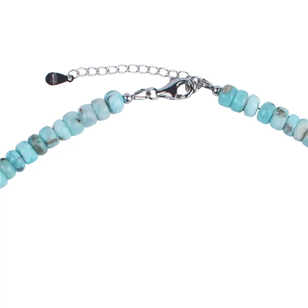 Kette Larimar, Button (3-4 x 6-7mm), rhodiniert, Verlängerungskettchen | Marco Schreier