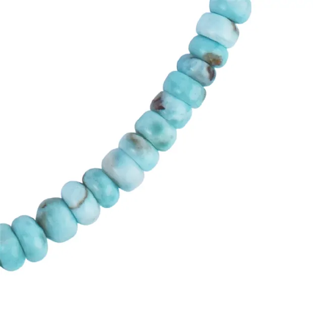 Larimar necklace, button (3-4 x 6-7mm), rhodiniert, extension chain | Marco Schreier