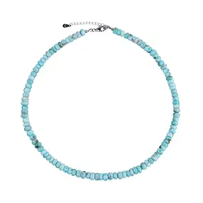 Larimar necklace, button (3-4 x 6-7mm), rhodiniert, extension chain | Marco Schreier