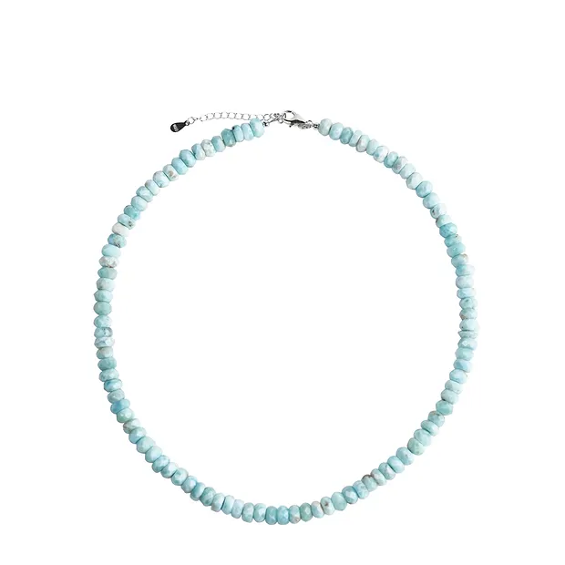 Collar de Larimar, botón facetado (6-7 x 3-4mm), 45cm, cadena de extensión | Marco Schreier