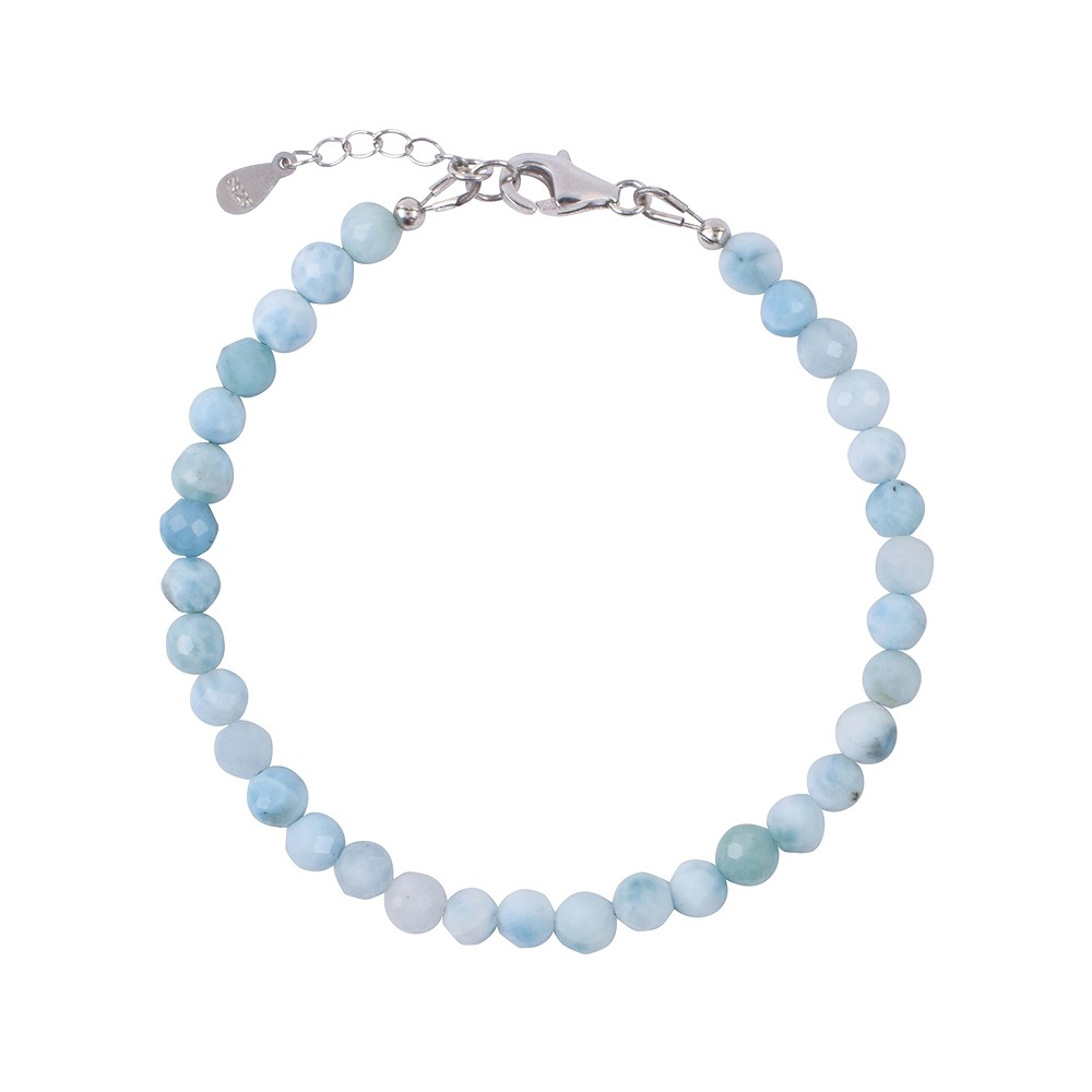 Kette Larimar, Kugeln (5,5 - 6,0mm), facettiert, rhodiniert, Verlängerungskettchen | Marco Schreier
