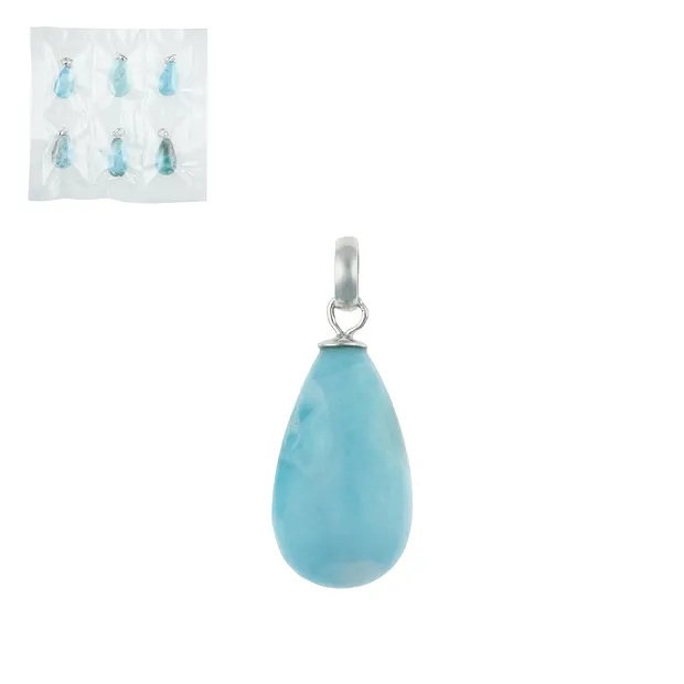 Anhänger Larimar, Tropfen, rhodiniert (6 St./VE) | Marco Schreier