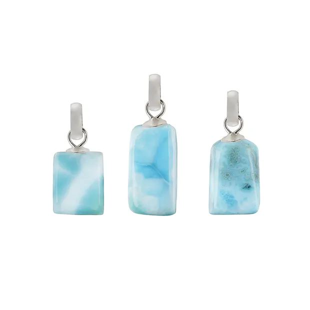 Larimar pendant, Tumbled Stone Freeform, rhodiniert (6 pcs./ PU) | Marco Schreier