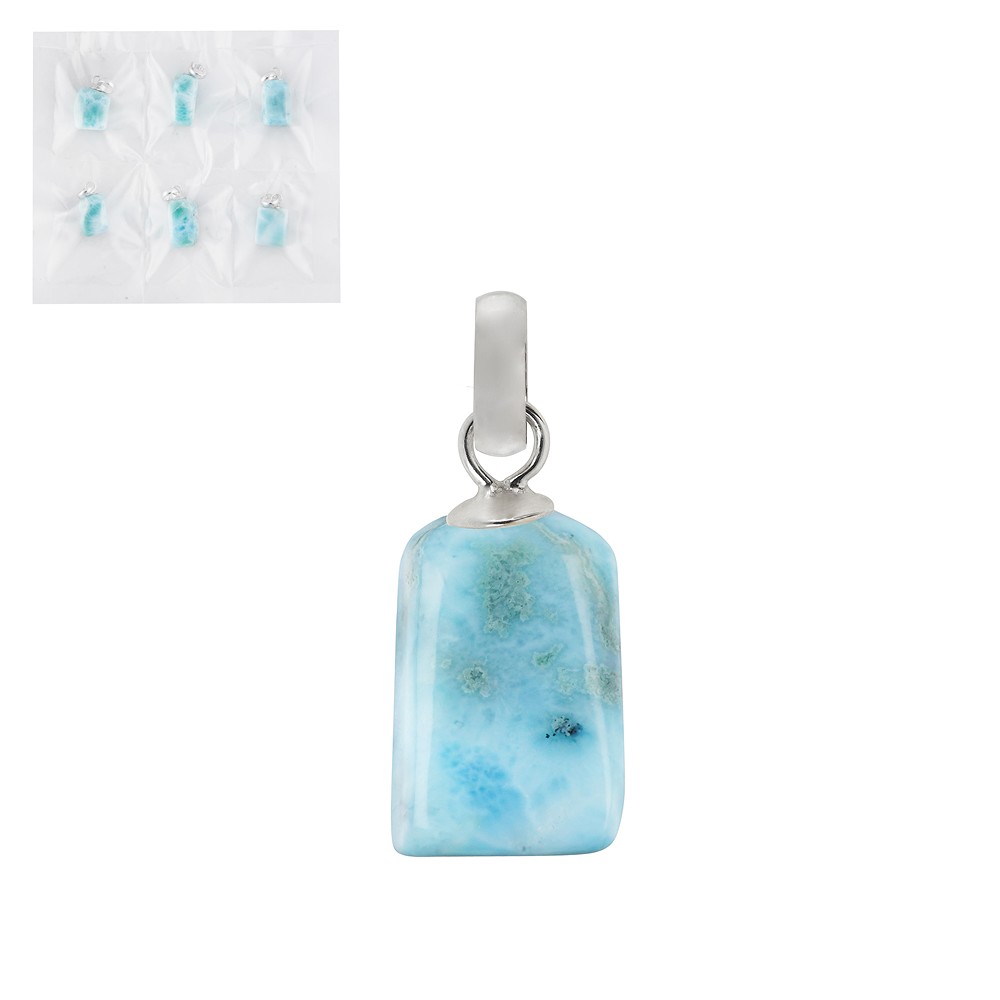 Larimar pendant, Tumbled Stone Freeform, rhodiniert (6 pcs./ PU) | Marco Schreier