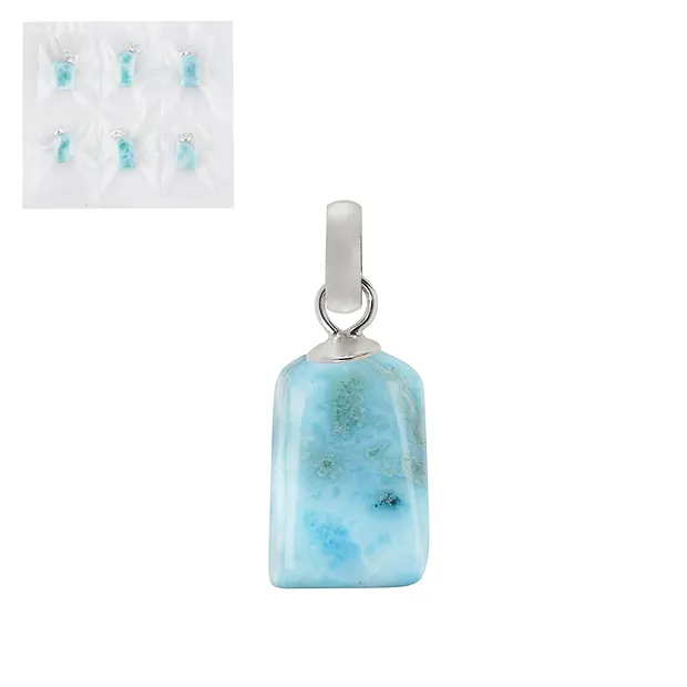Anhänger Larimar, Trommelstein Freeform, rhodiniert (6 St./VE) | Marco Schreier