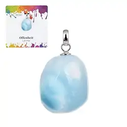 0619625106 Anhänger Larimar A, Trommelstein klein, rhodiniert | Marco Schreier