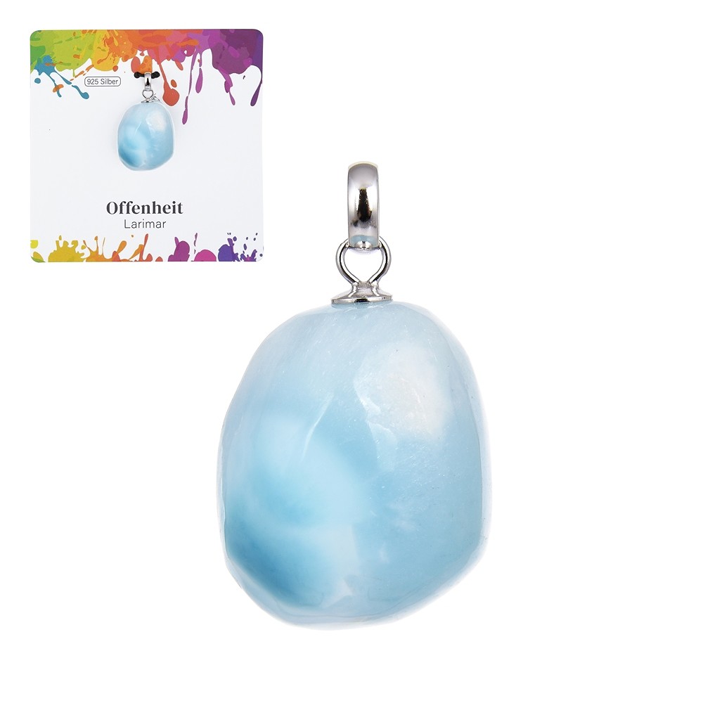 Pendentif Larimar A, Pierre roulée petite, rhodié | Marco Schreier