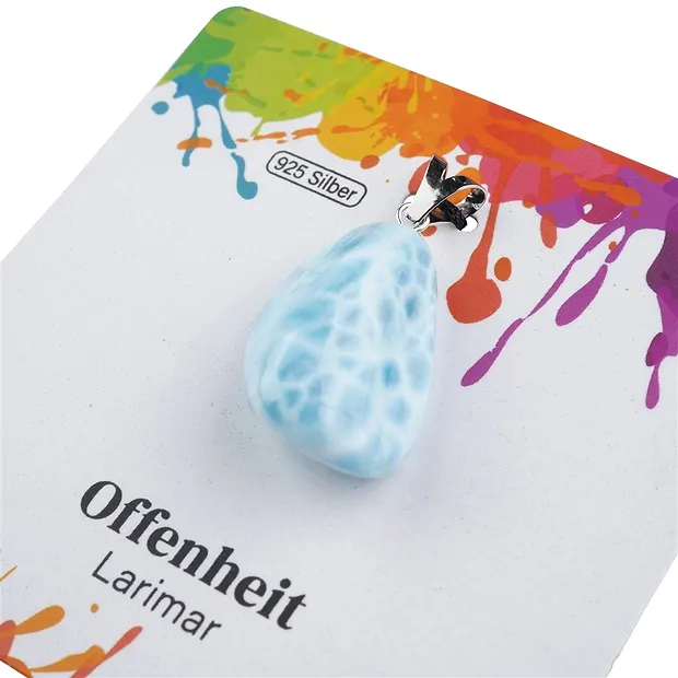 Anhänger Larimar A, Trommelstein groß, rhodiniert | Marco Schreier