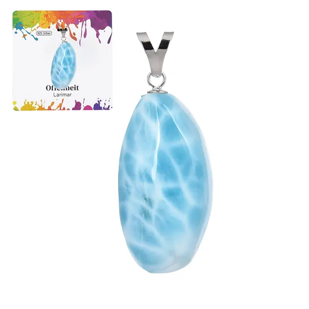 Anhänger Larimar A, Trommelstein groß, rhodiniert | Marco Schreier
