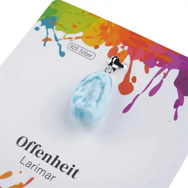 Anhänger Larimar B, Trommelstein klein, rhodiniert | Marco Schreier