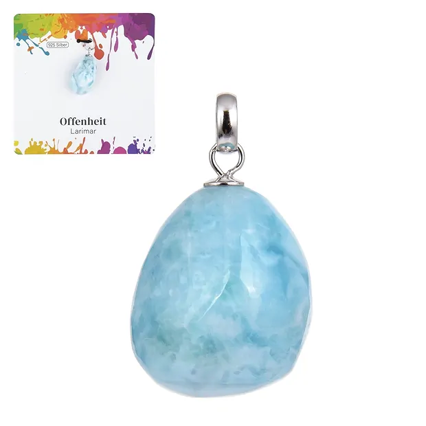 Ciondolo Larimar B, Pietra burattata piccola, rodiato | Marco Schreier