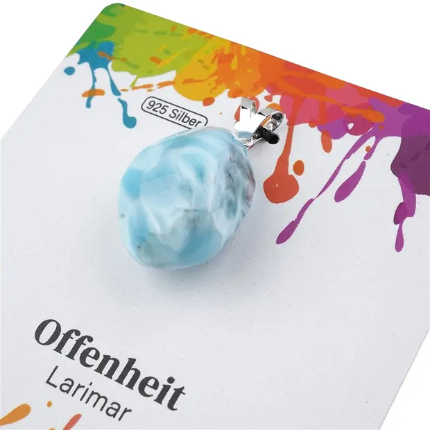 Larimar B pendant, large Tumbled Stone, rhodiniert | Marco Schreier