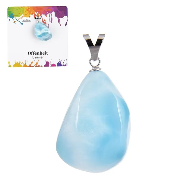 Pendentif Larimar B, Pierre roulée grande, rhodié | Marco Schreier