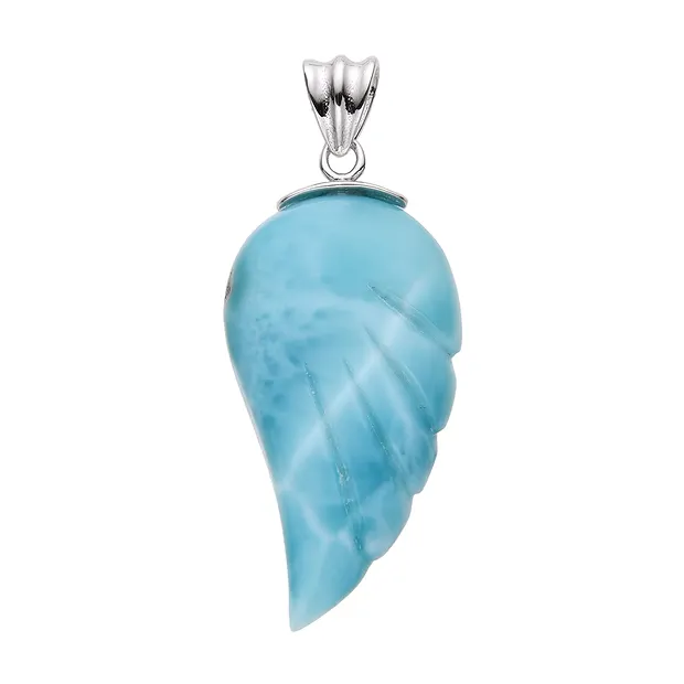 Larimar pendant, angel wings (28 x 15mm), 4.0cm, rhodiniert | Marco Schreier