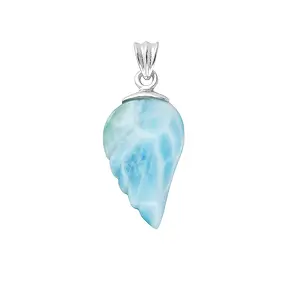 Larimar pendant, angel wings (20 x 13mm), 3.0cm, rhodiniert | Marco Schreier