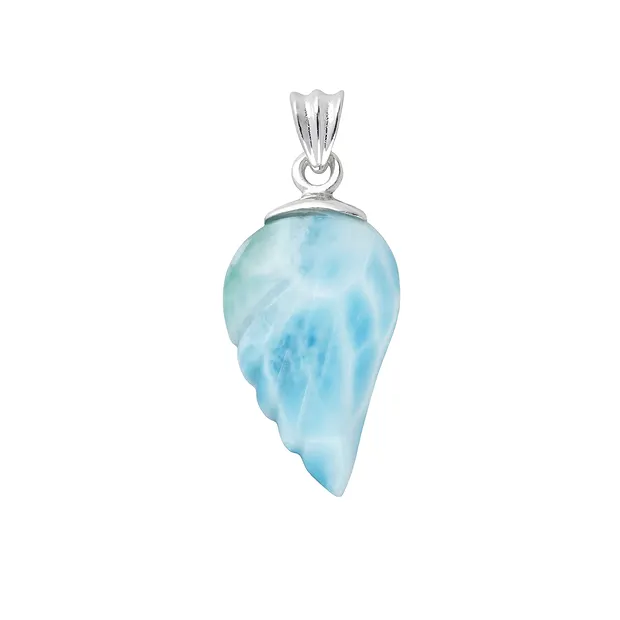 Larimar pendant, angel wings (20 x 13mm), 3.0cm, rhodiniert | Marco Schreier