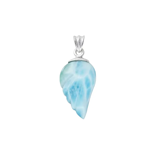 Anhänger Larimar, Engelsflügel (28 x 15mm), 4,0cm, rhodiniert | Marco Schreier