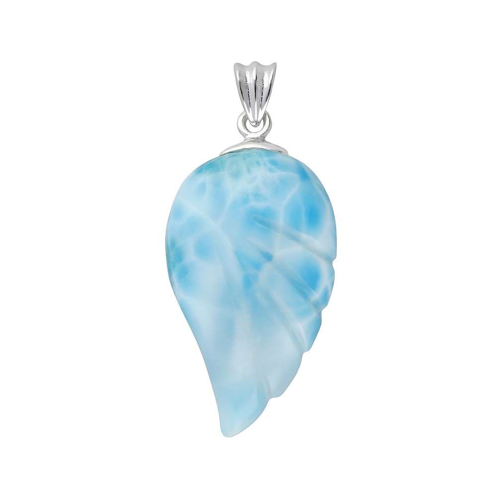 Anhänger Larimar, Engelsflügel (28 x 15mm), 4,0cm, rhodiniert | Marco Schreier