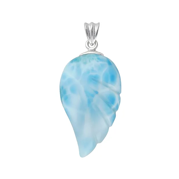 Larimar pendant, angel wings (35 x 20mm), 5.0cm, rhodiniert | Marco Schreier