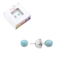 0619645104 Clous d'oreilles Larimar, boule, 4mm, rhodié | Marco Schreier