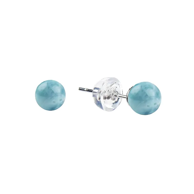 Clous d'oreilles Larimar, boule, 6mm, rhodié | Marco Schreier