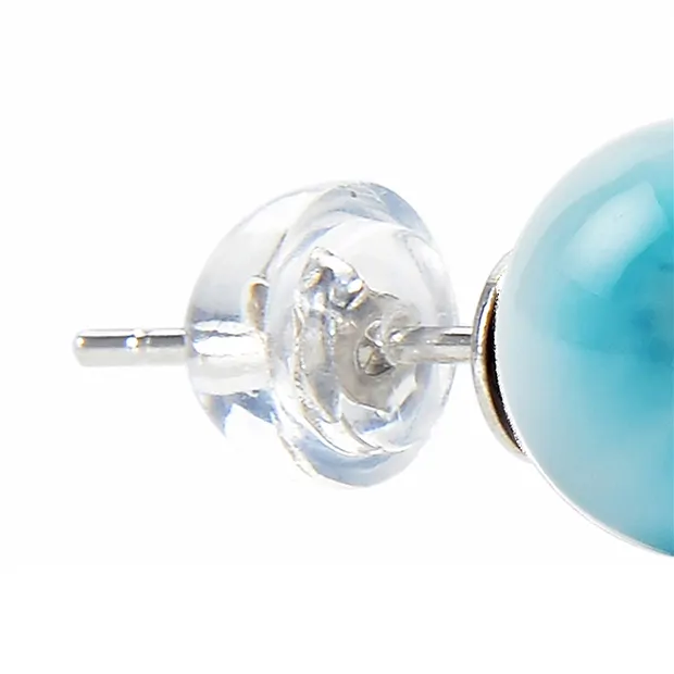 Ohrstecker Larimar, Kugel, 8mm, rhodiniert | GH Edelsteine, Heilsteine & Schmuck