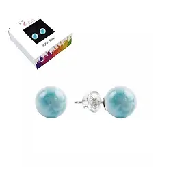 0619645108 Ohrstecker Larimar, Kugel, 8mm, rhodiniert | GH Edelsteine, Heilsteine & Schmuck