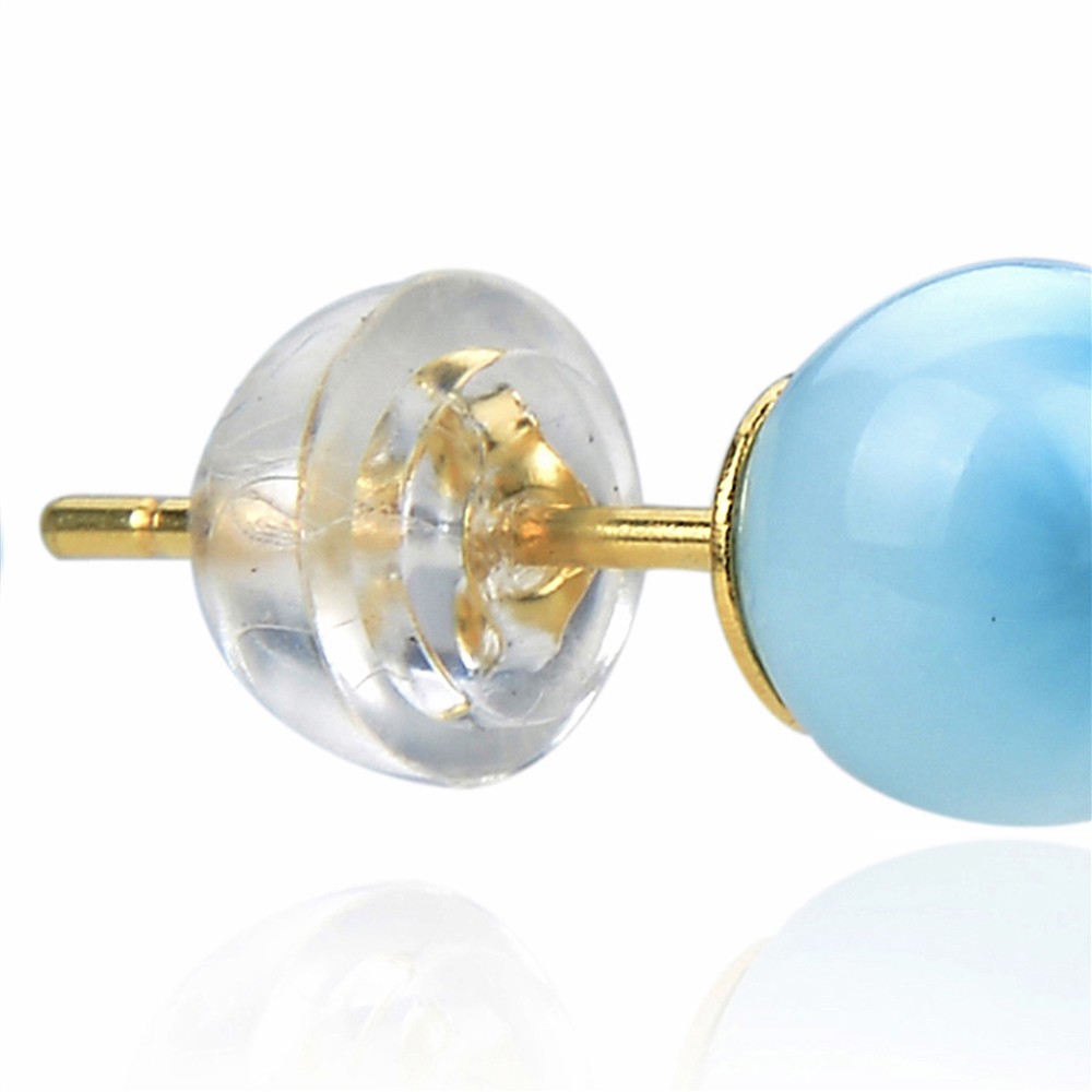 Earstuds Larimar, ball, 6mm, gold-plated | wholesaler gems & healing stones