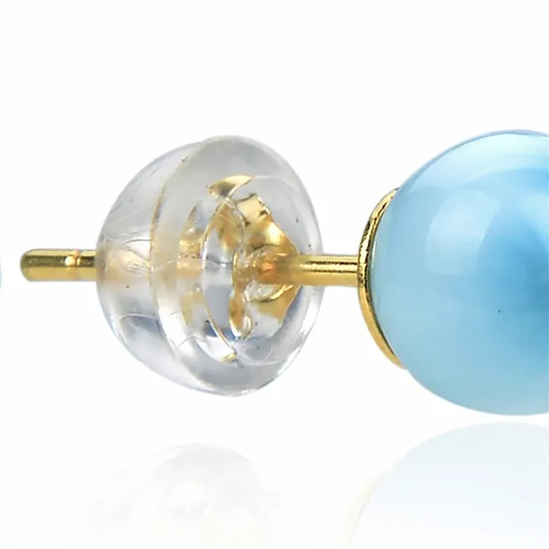 Ohrstecker Larimar, Kugel, 6mm, vergoldet | GH Edelsteine, Heilsteine & Schmuck