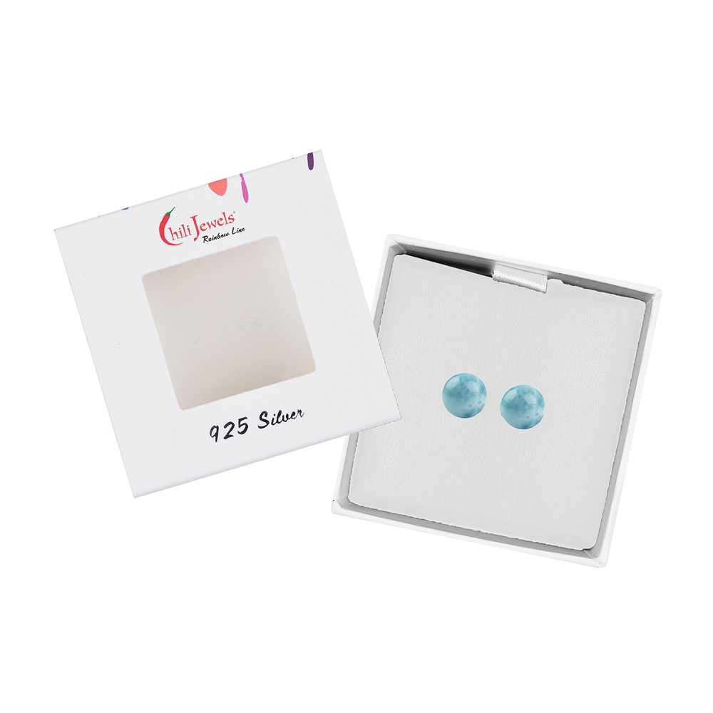 Earstuds Larimar, ball, 6mm, gold-plated | wholesaler gems & healing stones