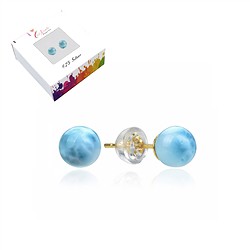 0619646006 Earstuds Larimar, ball, 6mm, gold-plated | wholesaler gems & healing stones