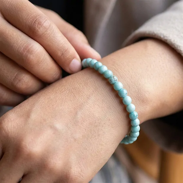 Bracelet, Larimar, 05mm beads | minerals trade - gems, healing stones & jewelry