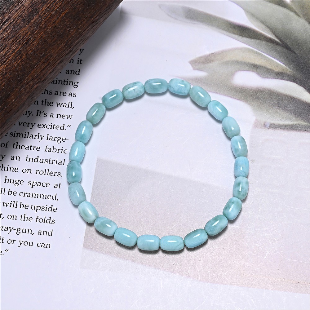 Bracelet, Larimar, 09 x 06mm Tönnchen | Schreier gems, healing stones & jewelry