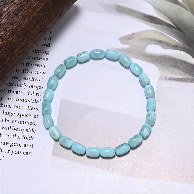 Bracelet, Larimar, 09 x 06mm Tönnchen | Schreier gems, healing stones & jewelry