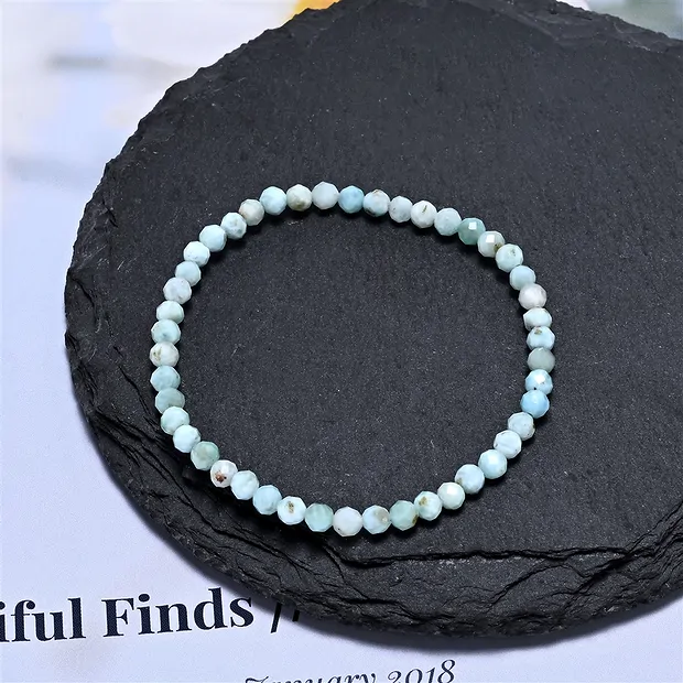 Bracelet,Larimar, 3mm beads, fac.14cm (for children) | Marco Schreier