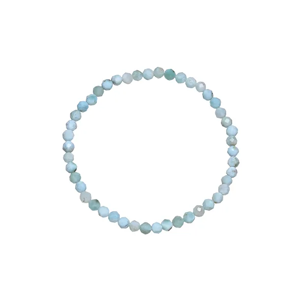 Bracelet, Larimar, 03mm beads, faceted, 14cm (short) | Marco Schreier