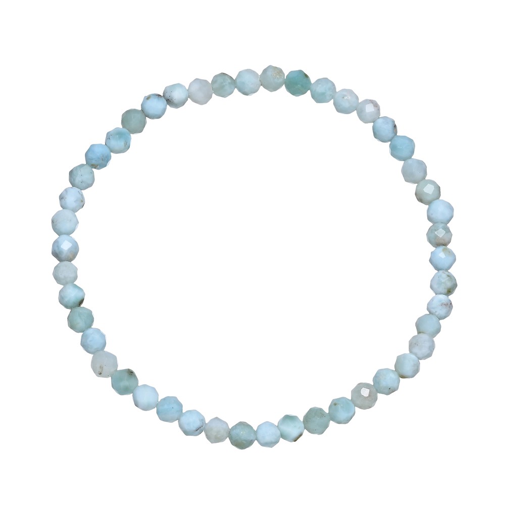 Pulsera, Larimar, cuentas de 03mm, facetadas, 19cm | Marco Schreier