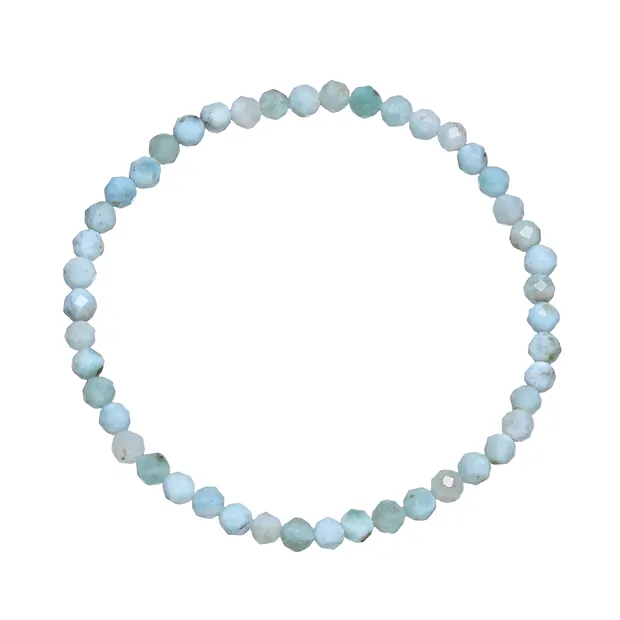 Pulsera, Larimar, cuentas de 03mm, facetadas, 19cm | Marco Schreier
