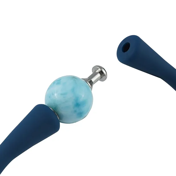 Armband Larimar Kugel (10mm), Silikon (blau), 18cm | Marco Schreier