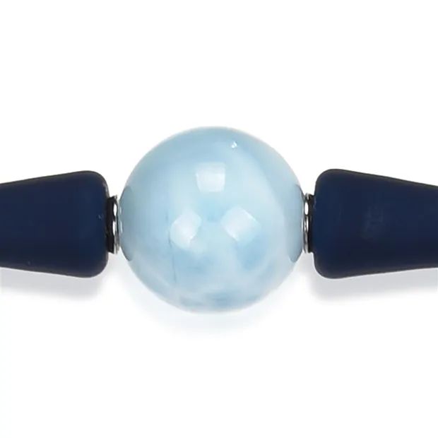Bracciali a sfera di Larimar (10mm), silicone (blu), 18cm | Marco Schreier