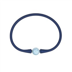 0619661001 Pulseras de bolas Larimar (10mm), silicona (azul), 18cm | Marco Schreier