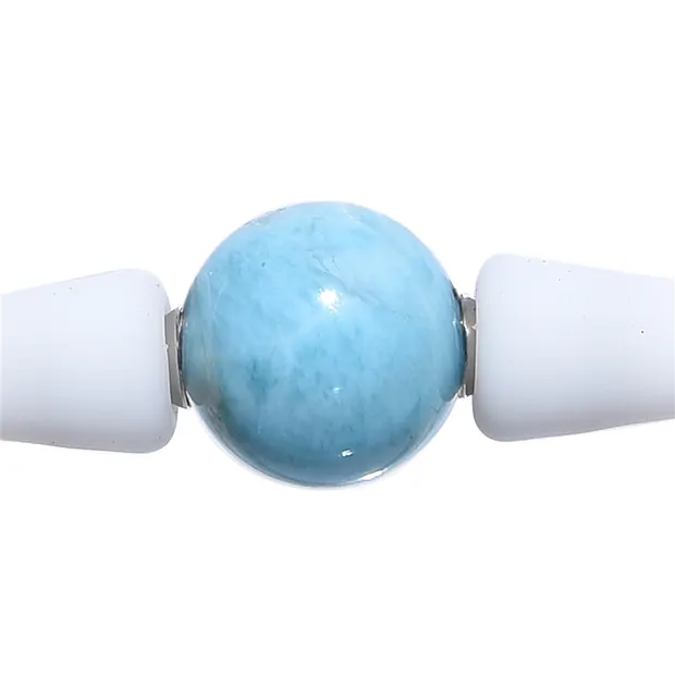 Armband Larimar Kugel (10mm), Silikon (weiß), 18cm | Marco Schreier