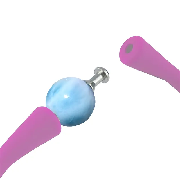 Bracelet en perles rondes Larimar (10mm), silicone (rose), 18cm | Marco Schreier