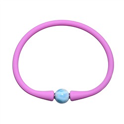 0619661004 Bracelet Larimar ball (10mm), silicone (pink), 18cm | Marco Schreier