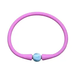 0619661004 Bracciali a sfera di Larimar (10 mm), silicone (rosa), 18 cm | Marco Schreier